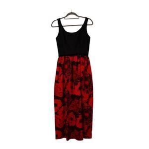 Lanz Original Vintage Wool Black and Red Dress Size 13